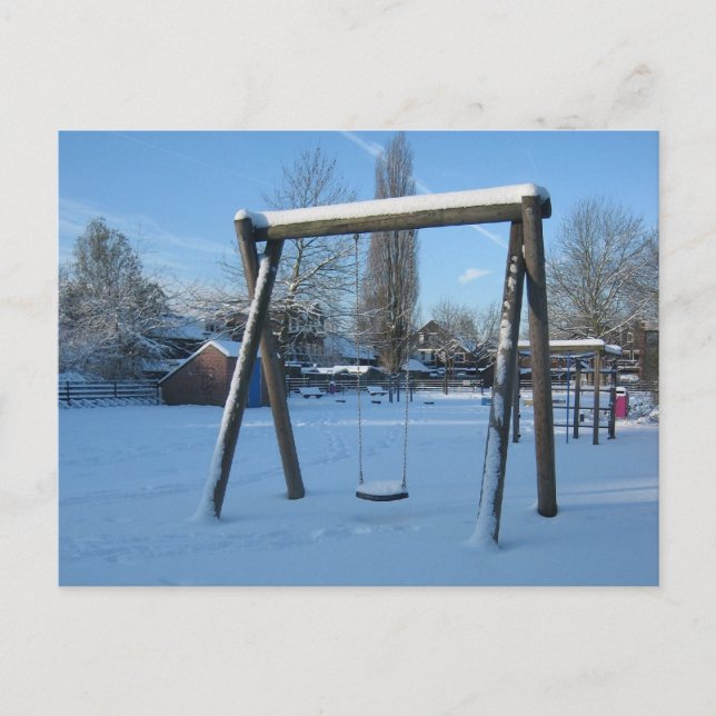 Playground in the snow postcard (Front)