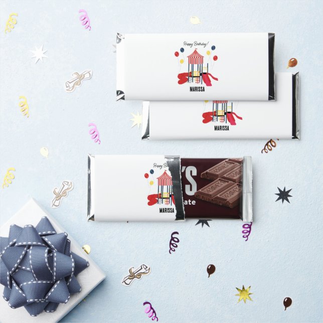 Playground Kids Boys Girls Birthday Custom Name Hershey Bar Favors (Front)
