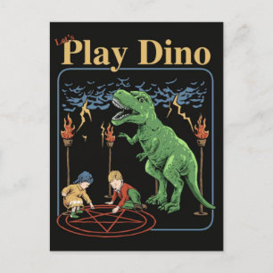 Playground kids with dinosaurs vintage theme 2026 holiday postcard