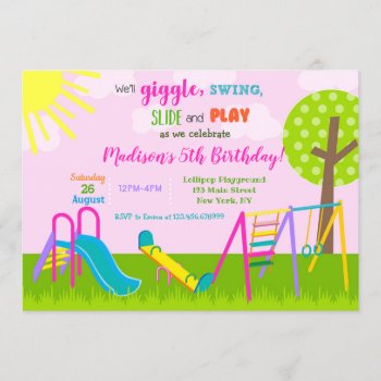 Playground Park Birthday Invitations by SugarPlumPaperie at Zazzle