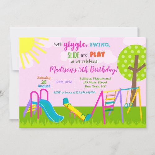 Playground Park Birthday Invitations