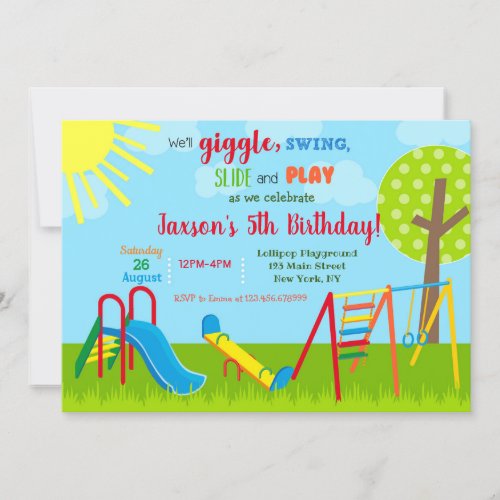 Playground Park Birthday Invitations