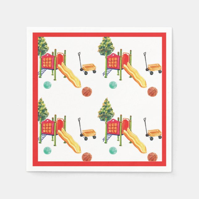 Playground Park Birthday Park Celebration Napkins (Front)