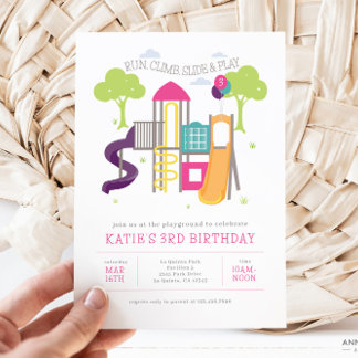Playground Park Girl Birthday Invitation