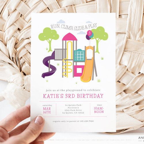 Playground Park Girl Birthday Invitation