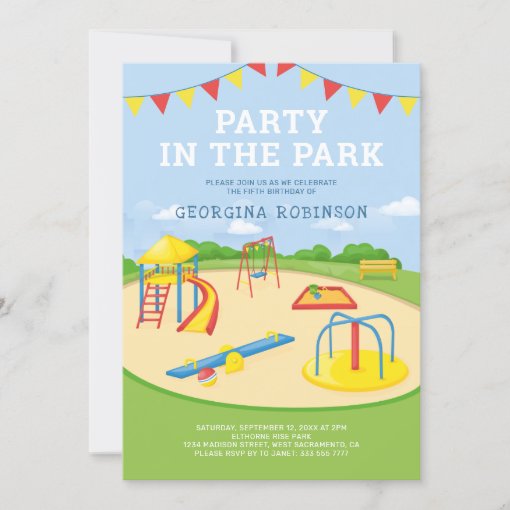 Playground Party in the Park Kids Birthday Invitation | Zazzle