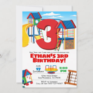 Playground party, Playground birthday Invite