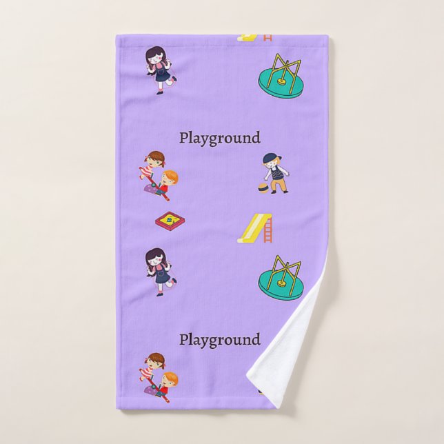 Playground pattern on purple hand towel  (Hand Towel)