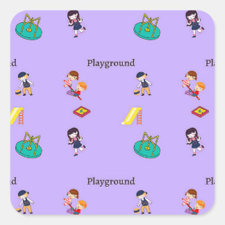 Playground pattern on purple square sticker