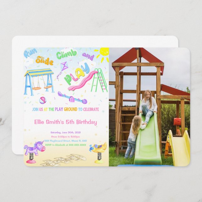 Playground Photo Invitation (Front/Back)