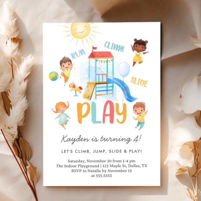 Playground Run Climb Slide Kids Birthday Invitation (Creator Uploaded)
