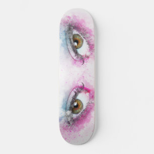 Playground Skateboarder Lady Eye Eyelash Face Skateboard
