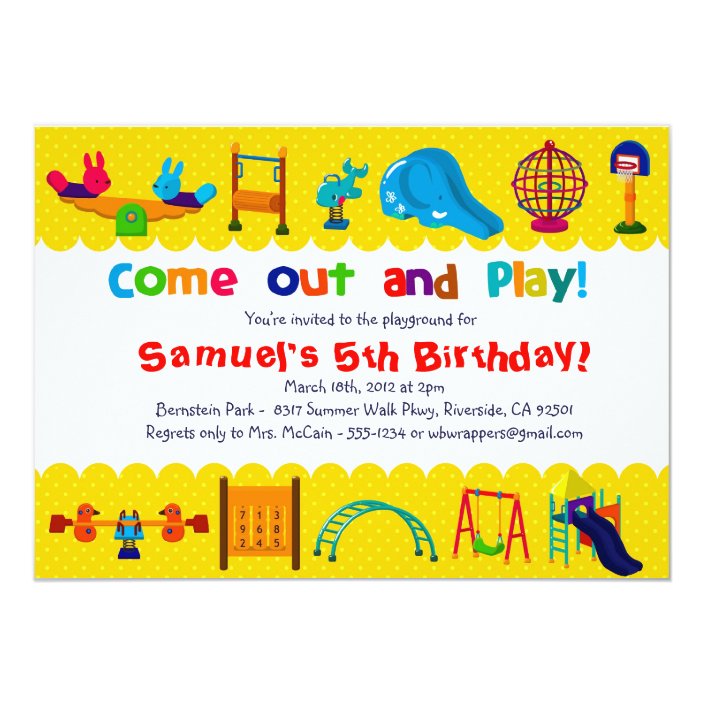 Playground Themed Birthday Party Invitations Zazzle Themed Birthday Party Invitations