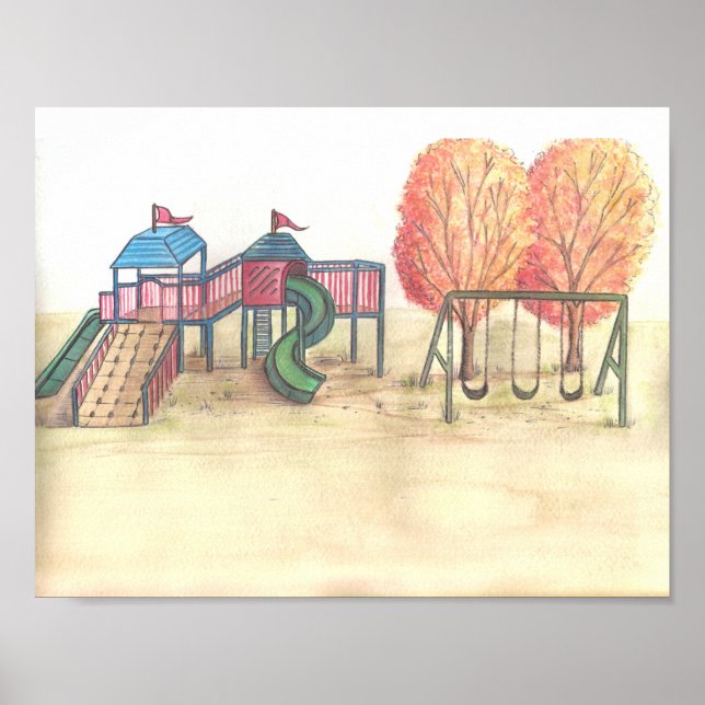 Playground watercolor art print poster (Front)