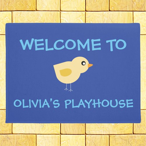 Playhouse Welcome with bird and custom name Doormat