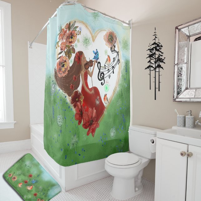 Playing a violin shower curtain (Creator Uploaded)