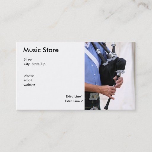 Customizable playing bagpipe, Music Store, Street, City, Sta... Business Card