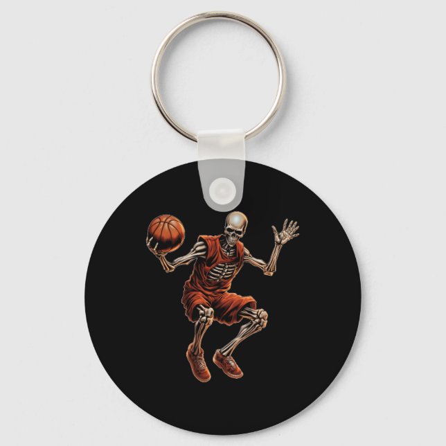 Playing Basketball Cool Funny Halloween  Keychain (Front)