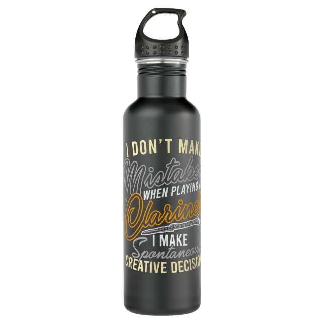 Playing Bass Clarinet Musical Instrument Musician1 Stainless Steel Water Bottle (Front)