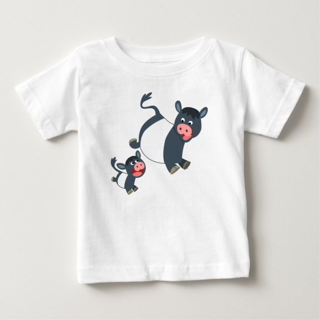 Playing Belted Galloway Cow & Calf Baby T-Shirt (Front)