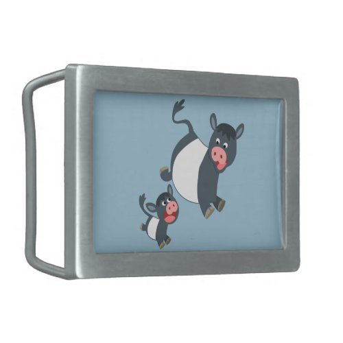 Playing Belted Galloway Cow  Calf Belt Buckle