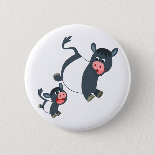 Playing Belted Galloway Cow  Calf Button Badge