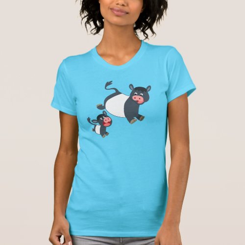 Playing Belted Galloway Cow  Calf Women T_Shirt