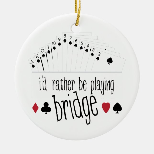 Playing Bridge Ceramic Ornament (Front)