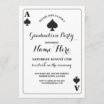 Playing Card Ace Of Spades Vegas Graduation Invite by WOWWOWMEOW at Zazzle