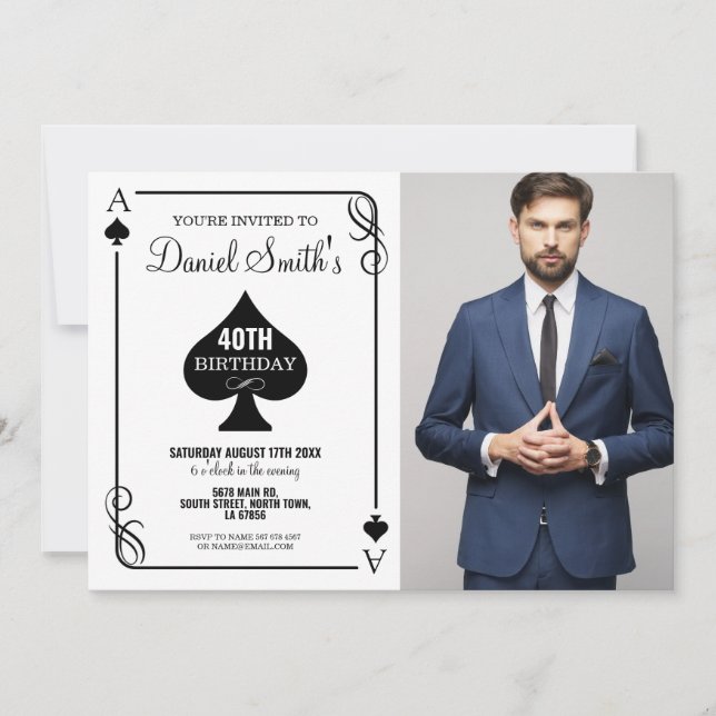 Playing Card Birthday Ace Vegas Casino Photo (Front)