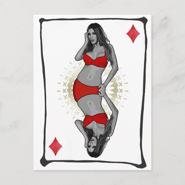 Playing Card Cartoon Girl Diamonds (Front)
