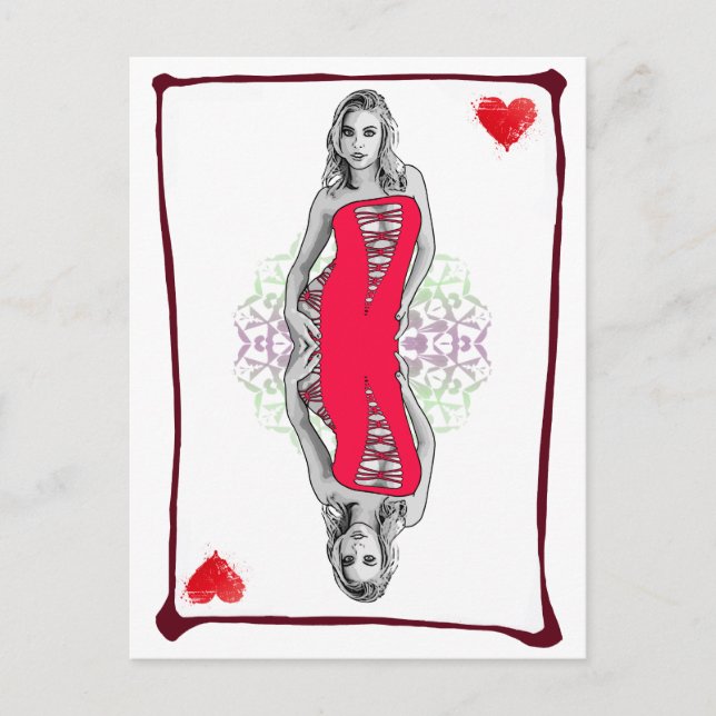 Playing Card Cartoon Girl Hearts (Front)