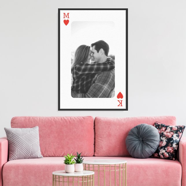 Playing Card Couple Photo Romantic Love Heart Gift Canvas Print (Insitu(LivingRoom))