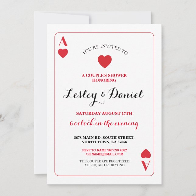 Playing Card Couples Engagement Ace Vegas Invite (Front)
