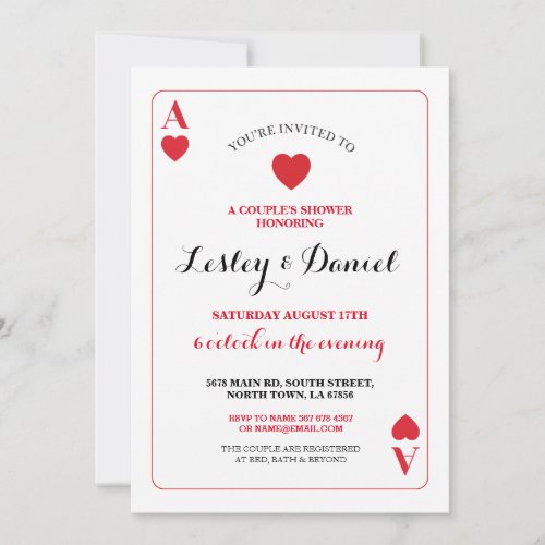 Playing Card Couples Engagement Ace Vegas Invite