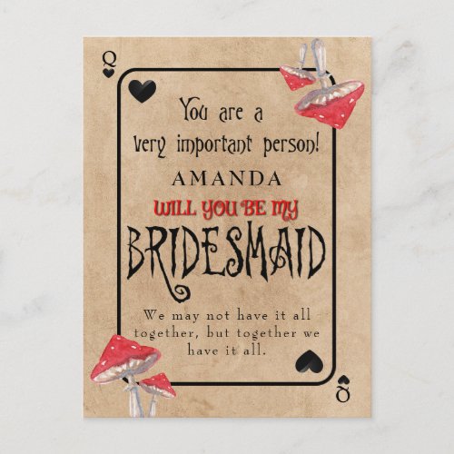 Playing Card Crazy Mushrooms Bridesmaid