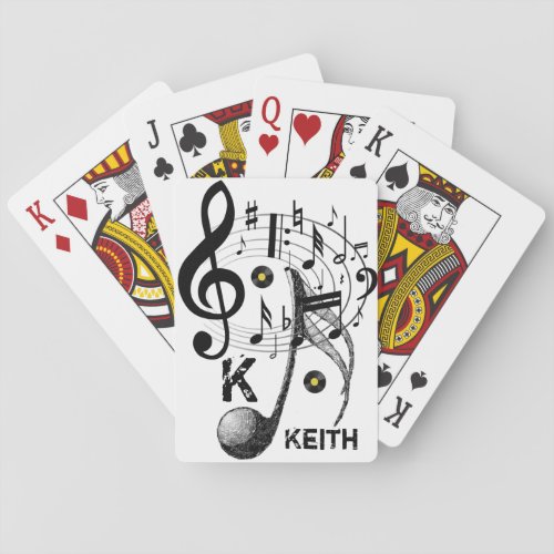 Playing Card Deck Black and White Music Notes