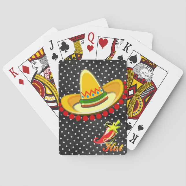 Playing Card Deck Black Polk a Dot Hot Peppers (Back)