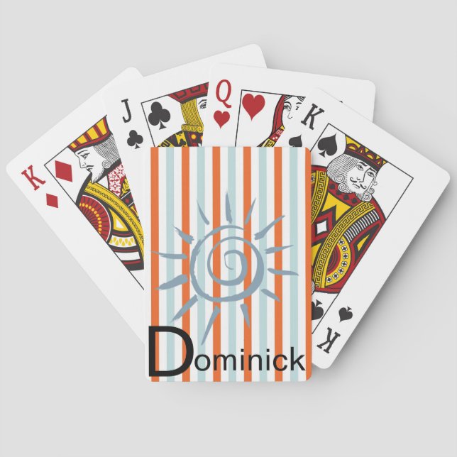 Playing Card Deck Blue Orange Stripe Star (Back)