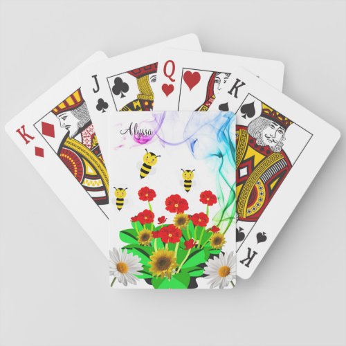 Playing Card Deck Bumblebee Floral Sunflower