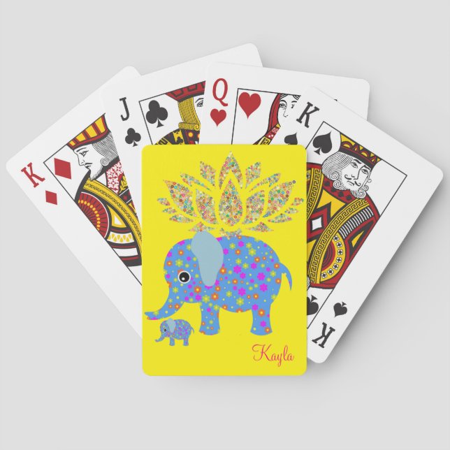 Playing Card Deck Colorful Elephant Yellow (Back)