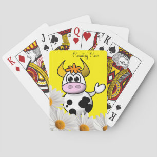Playing Card Deck Floral Country Cow Yellow
