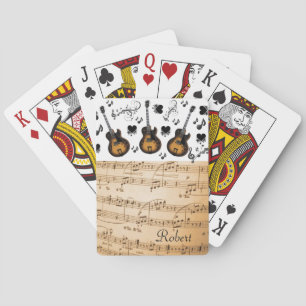 Playing Card Deck Guitar Music Notes Black Hearts