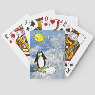 Playing Card Deck Mountains Skiing Penguin