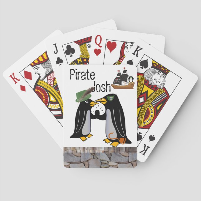 Playing Card Deck Penguin Pirate Ship Stones (Back)