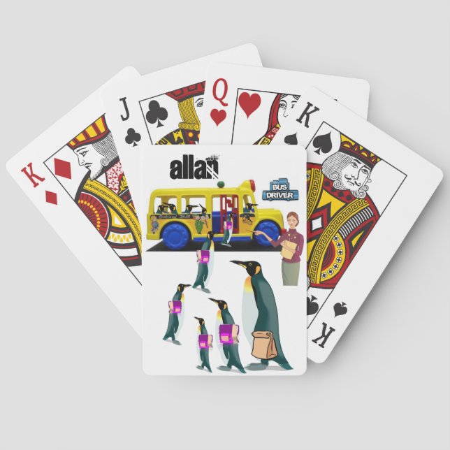 Playing Card Deck Penguin School Bus Driver (Back)