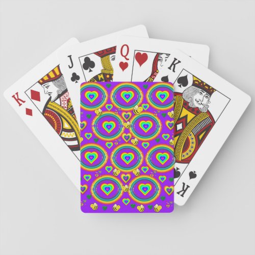 Playing Card Deck Rainbow Purple Hearts