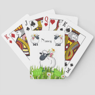 Playing Card Deck Sheep Turtles Floral Grass
