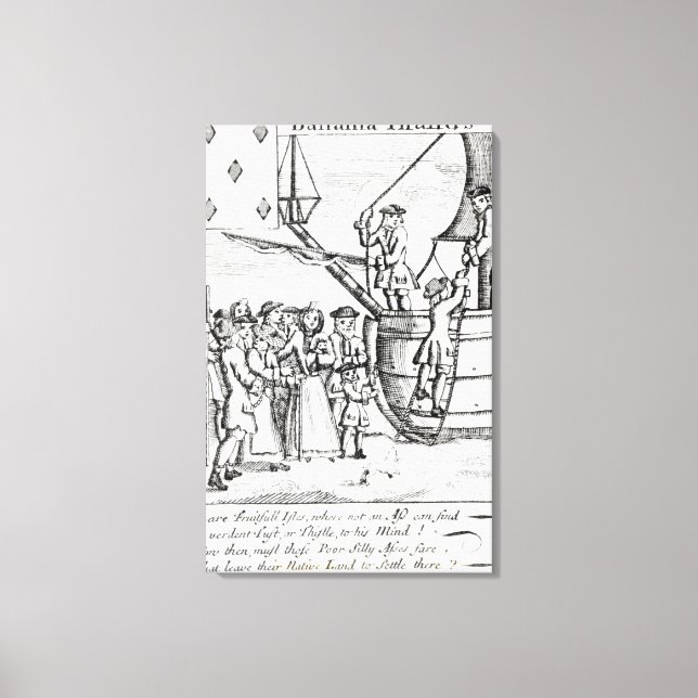 Playing card depicting immigrants arriving canvas print (Front)