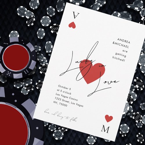 Playing Card Heart Vegas Casino Wedding Invitation